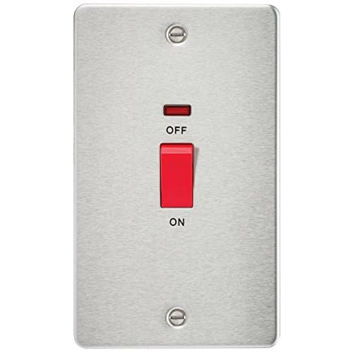 Image of Knightsbridge FP8332NBC FPAV8332NBC Flat Plate 45A 2G Dp Switch with Neon-Brushed Chrome