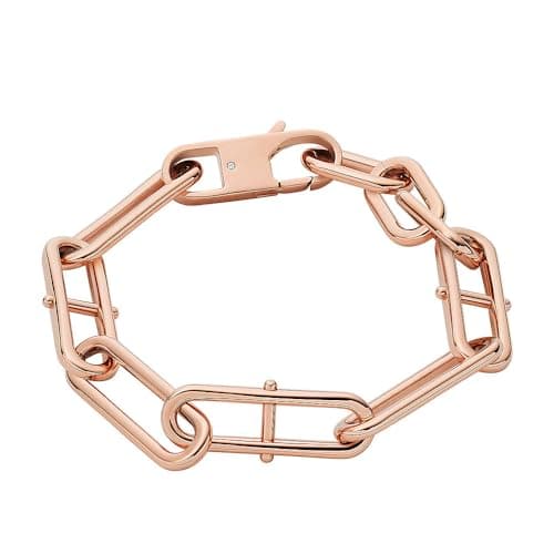 Image of Fossil Women's Heritage D-Link Rose Gold-Tone Stainless Steel Chain Bracelet, JF04671791