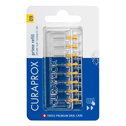 Image of Curaprox Interdental Brush Refills CPS 09 Prime – ISO Size 2, Yellow | Ultra-Fine Filaments for Gentle Plaque Removal | 8-Pieces | Made in Switzerland