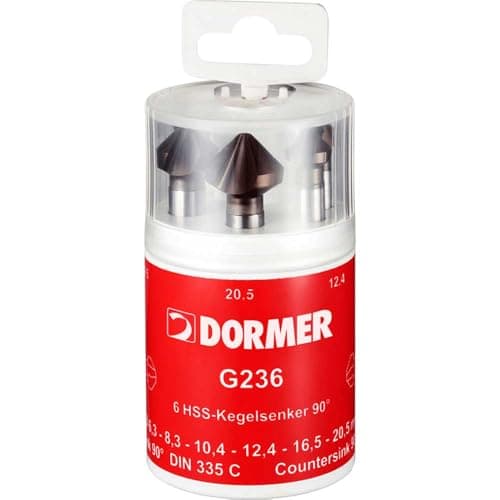 Image of Dormer G2365 6 Piece HSS Tialn Tri-Flat Straight Shank 90° Countersink Set