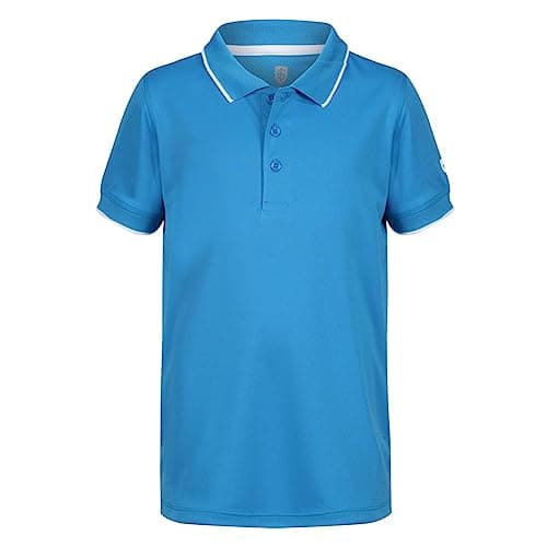 Image of Island GREEN Boy's Performance Wicking Polo Shirt Top Golf Shirt, Sky Azure, 13 Years