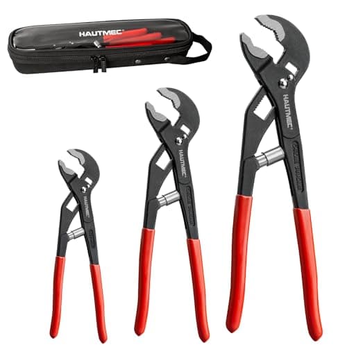Image of HAUTMEC 3PCS Tongue and Groove Joint Pliers Set,Auto-Adjusting Quick-Action Water Pump Pliers with Storage Tool Bag,Includes 7-inch,10-inch, and 12-inch HT0324-PL