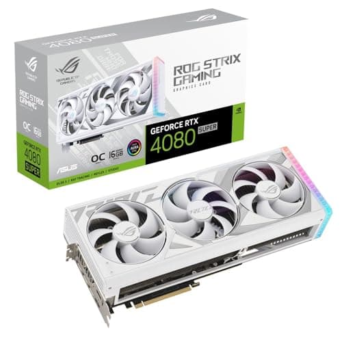 Image of ASUS GeForce RTX 4080 Super ROG Strix White OCROG Strix GeForce RTX™ 4080 SUPER 16GB GDDR6X OC Edition with DLSS 3 and chart-topping thermal performance. (16GB GDDR6X/PCI Express 4.0/2670MHz/23000MHz)