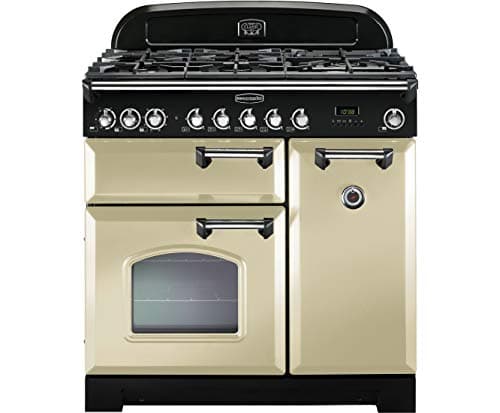 Image of Rangemaster Classic Deluxe CDL90DFFCR/C 90cm Dual Fuel Range Cooker - Cream / Chrome
