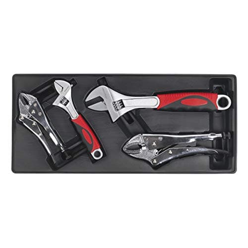 Image of Sealey Tbt04 Tool Tray with Locking Pliers and Adjustable Wrench Set 4Pc