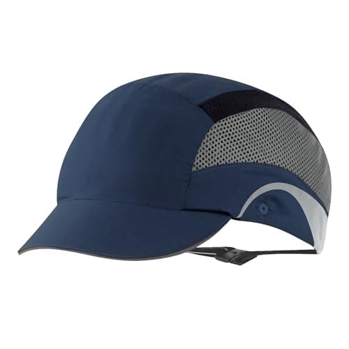 Image of JSP HARDCAP Aerolite Lightweight Safety Bump Cap - 5cm Peak - Navy - Ventilated - Mens Hard Hat Cap - for Construction, Warehousing, Manufacturing & Industry - EN812