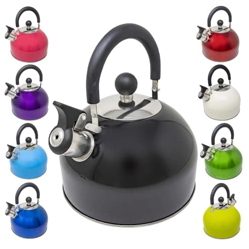 Image of 2.5L Stainless Steel Whistling Kettle - Suitable for Fishing, Camping, Hiking, Indoor & Outdoor | Camping Kettle for Gas Stove, Electric Stove, Camp Fire | Lightweight, Fast Boil, Phenolic Handle