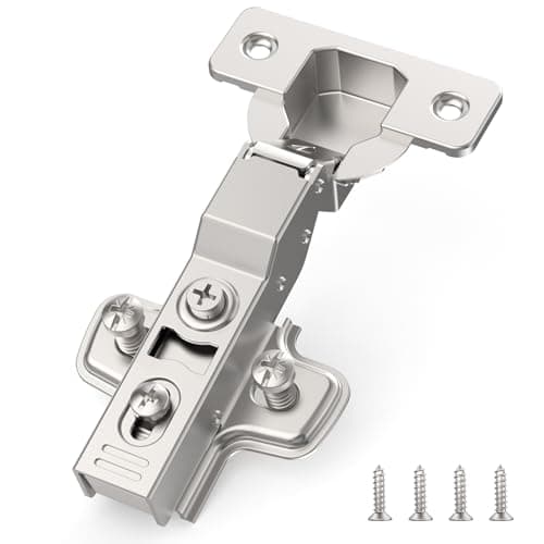 Image of Furniware 10 Pack 3D Half Overlay Soft Close Concealed Cabinet Hinge, Hidden Frameless Door, Stop at 45°-105°, Self Closing, Stain Nickel, Clip On, Euro Stainless Steel Hinges for Kitchen Cupboard