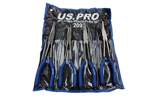 Image of US. PRO 11" Extra Long Nose Pliers Set 4pc Straight Bent Offset Angled Pliers 90°