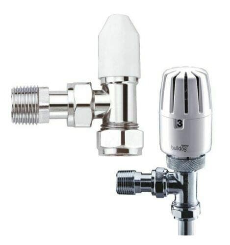 Image of Pegler Bulldog 8/10mm Angled TRV Thermostatic Radiator Valve & Lockshield x 1