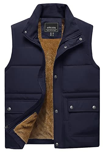 Image of TACVASEN Mens Body Warmers Winter Warm Outerwear Gilets Windproof Fleece Gillette Body Warmer Quilted Sleeveless Jacket with Pockets Navy, 3XL