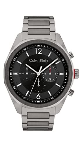 Image of Calvin Klein Chronograph Quartz Watch for Men CK Force Collection with Grey Stainless Steel Bracelet - 25200267