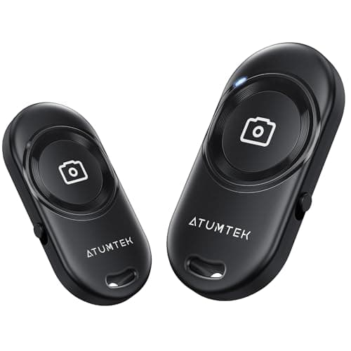 Image of ATUMTEK Camera Remote Shutter for iPhone and Android Smartphones (2 Pack), Wireless Phone Remote Control Selfie Button for Photos and Videos (Bluetooth 5.2), Wrist Strap Included, Black Stylish