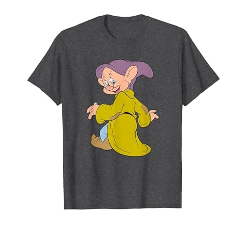 Image of Disney Snow White And The Seven Dwarfs, Dopey Poses T-Shirt, Men, Dark Heather Grey, 6X-Large