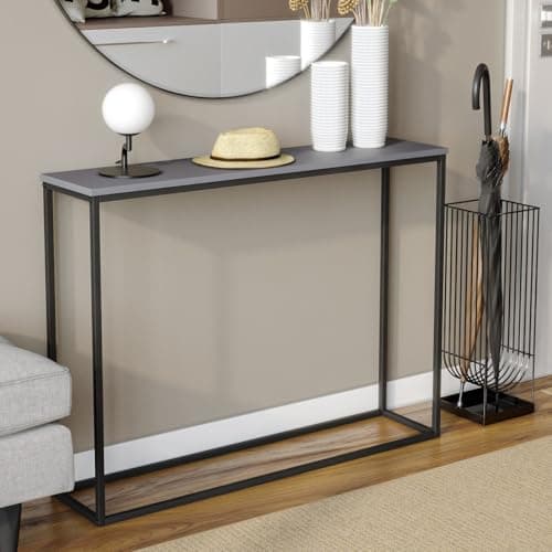 Image of URBNLIVING Wooden Hallway Console Table with Metal Legs (Grey)