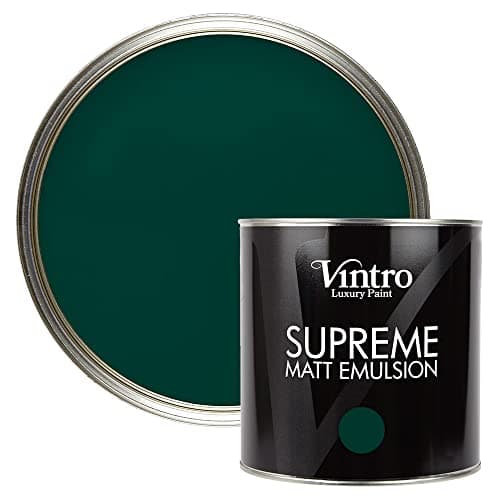 Image of Vintro | Luxury Matt Emulsion | Smooth Chalky Finish | Multi Surface Paint | for Walls, Ceilings, Wood and Metal 2.5L (Dark Green - Woodpecker Green, 2.5 Litre)