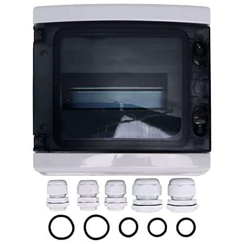 Image of 8 Way DIN Rail Distribution Protection Box, Electrical Junction Case, IP65 Rated Transparent Cover Junction Box with ABS+PC Shell for Indoor Outdoor Use