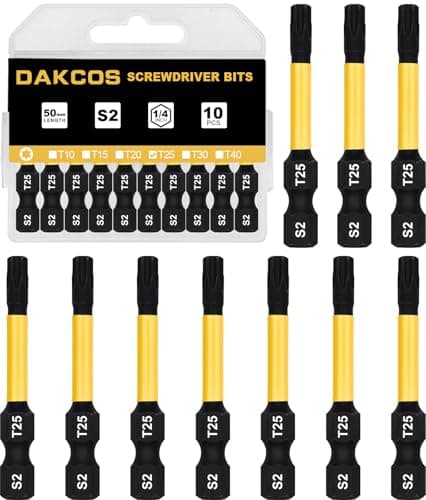 Image of DAKCOS T25 Torx Bit, Impact Driver Bits, 1/4" Screwdriver Bit Sets, 10PCS Premium S2 Alloy Steel Bits, 50mm Long