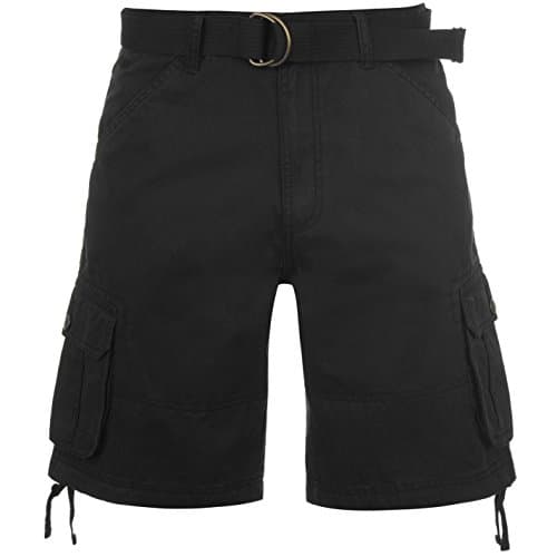 Image of Lee Cooper Belted Cargo Shorts Mens Black Summer Fashion Casual Short Large