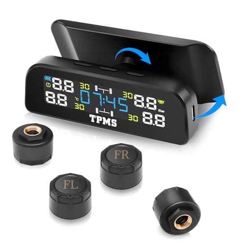 Image of Avutrel Tyre Pressure Monitoring System TPMS Solar & USB Charging, Car Tyre Pressure Monitor with 4 External Sensors, 6 Alarm Modes, 2 Mounting Options for Car SUV RV Caravans, 0-3.5Bar Range