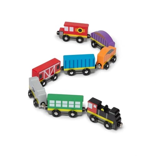 Image of Melissa & Doug Wooden Train Cars (8-Piece Train Set)