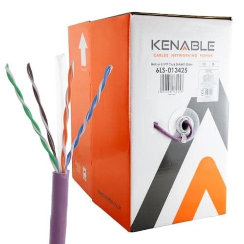 Image of kenable Low Smoke CAT6 Gigabit Ethernet Cable LSZH U/UTP Solid Copper Network Cable Reel Indoor Violet Purple 305m