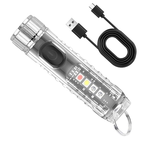 Image of Mini Powerful Torch LED Super Bright 400LM Small Rechargeable Flashlight with UV Red BlueLight IP65 Waterproof 6 Modes USB-C Rechargeable Pocket Keychain Torch with Magnet Camping Emergency Outdoor
