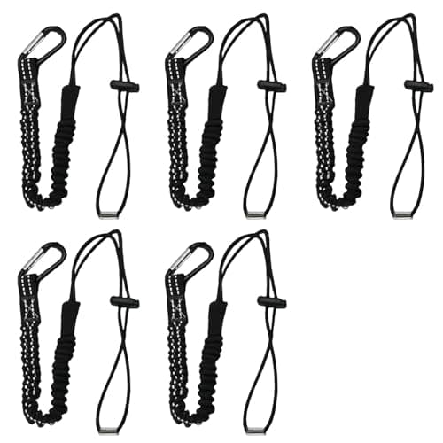 Image of 5Pack Tool Lanyard with Standard Spring Carabiner Adjustable Loop,Retractable Tool Safety Lanyard 90-130cm Stretch Length Maximum Weight 10KG/22lb Tether for Roofer Construction Height Fall Protection
