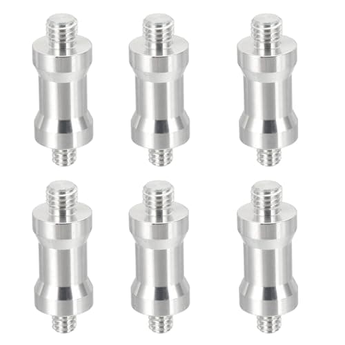 Image of PATIKIL Camera Spigot Screws Converter 1/4" Male to M8 Male, 6 Pack Tripod Screw Adapter Spigot Stud for Light Stand Hot Shoe Cold Shoe Adapter Ball Head Flash, Silver