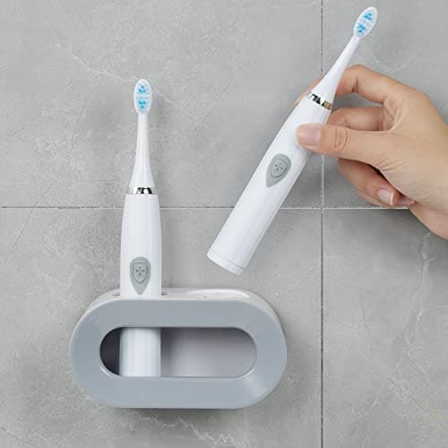 Image of Vicloon Electric Toothbrush Holder,Self-Adhesive Wall Mounted Bathroom Organizer for Tooth Brush, Adjustable Electric Toothbrush Stand Toothbrush Organizer for Bathroom (Grey)