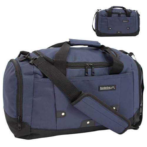Image of Small Sports Holdall 22L – 45x25x20cm Cabin Size Gym Bag, Travel Duffle Bag with Shoulder Strap – Lightweight Hand Luggage Underseat Bag - Navy