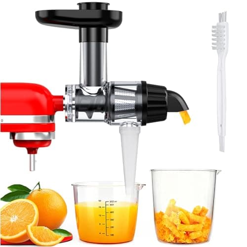 Image of Juicer Attachment for KitchenAid Stand Mixer by MMOBIEL – Masticating Cold Press Slow Juicer, Fruit & Vegetable Strainer Attachments - Includes Food Pusher & Cleaning Brush