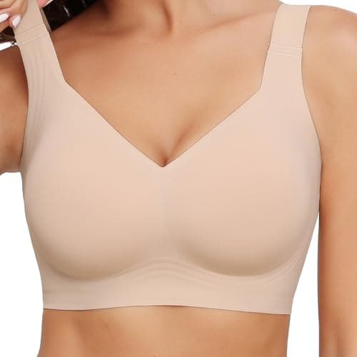 Image of Mivorica Non Wired Bra for Women,Seamless Wireless Bra for Everyday Comfort,Support and Full Coverage,Nude,XL