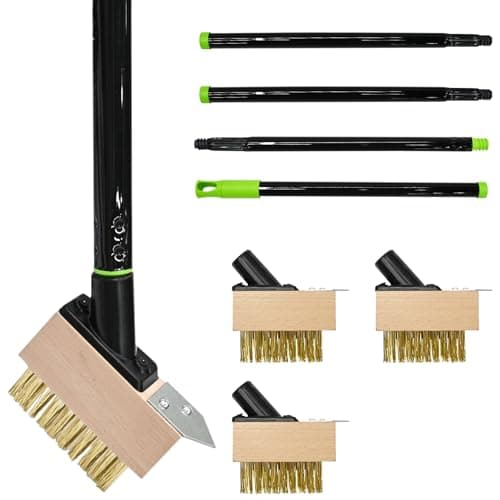 Image of Armo® Weed and Moss Removal Brush, Telescopic Adjustable, Angled Bristle, for Cleaning Block, Paving, Driveway