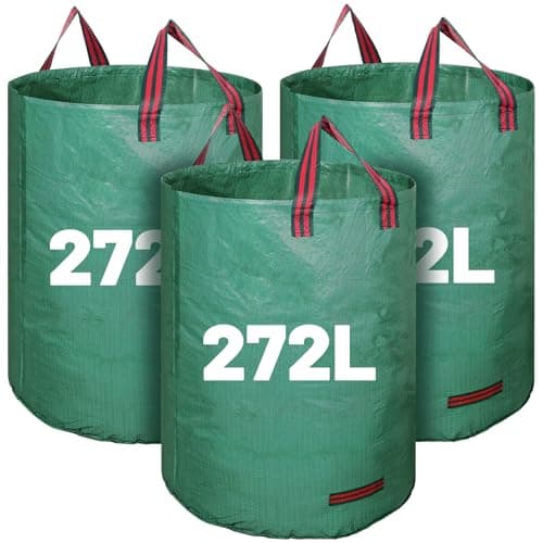 Image of 3 Pack 272L Large Garden Bag with Handles, Heavy Duty Garden Waste Bags,Reusable Green Sacks for Collecting Grass, Leaves Debris