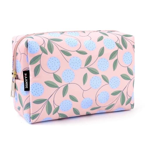 Image of Small Cosmetic Bag MAANGE Travel Makeup Bag Makeup Pouch PU Leather Portable Versatile Zipper Make up Bag for Women(Plant)