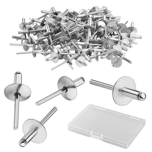 Image of 120 Pieces 4.8x20 mm Pop Rivets - Rivets for Metal, Aluminium Pop Rivets with Large Flange, Rivet Nut Tool for Woodworking Furniture Sheet Metal Automotive Mechanical Equipment Industry (Sliver)