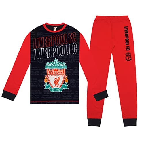 Image of Liverpool FC Official Gift Boys Sublimation Long Pyjamas Black 11-12 Years