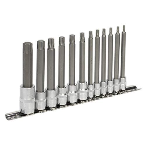 Image of Sealey Ak6221 TRX-Star Socket Bit Set 12Pc 1/4 3/8 and 1/2Sq Drive 100Mm