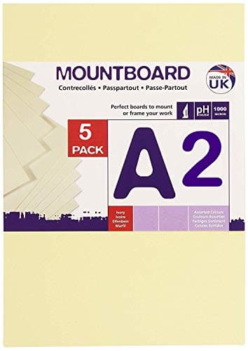 Image of Daler-Rowney Graduate Cream Core A2 Mountboard Pack, 5 x Ivory Smooth Surface, 1.25mm Thick, For Student Artists & Hobbyists
