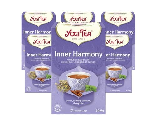 Image of Yogi Tea, Inner Harmony, Organic Herbal Tea, Blend of Lemon Balm, Rooibos and Cinnamon, 6 Packs x 17 Tea Bags (102 Teabags Total)