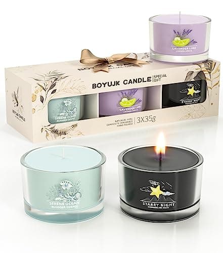 Image of Elegant Scented Candles Gift Set for Anxiety | 3 Scented Filled Votive Candles | Relaxation Gifts