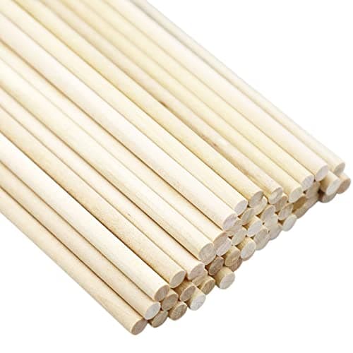 Image of SZCXDKJ 50 Pack Unfinished Natural Wood Dowel Rods Hardwood Sticks for Crafts and DIY (250mm x 5mm)