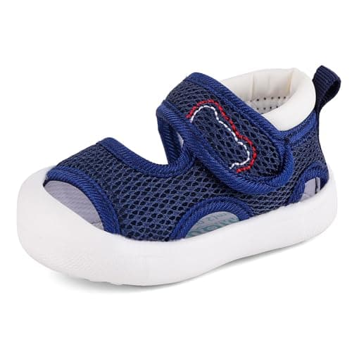 Image of Cheerful Mario Baby Boys Girls Sport Sandals Toddler Summer Shoes Barefoot Trainers First Walking Wide Feet Flexible Sole Blue 3 UK Child