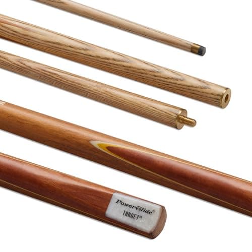 Image of POWERGLIDE One 2-Piece Snooker or Pool Cue Stick | Target | Ash Wood Shaft with Rosewood Butt and Coloured Veneers | Brass joint | Full Size 57" | 9.5 mm Tip