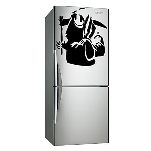 Image of (18x20 cm) Banksy Vinyl Wall Decal Death With Happy Smile Face/Underground Creature with Braid Graffiti Street Art Decor Removable Sticker Mural + Free Random Decal Gift!