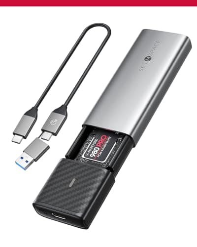 Image of NVME Enclosure [Tool-Free] SETMSPACE M.2 Enclosure with Dual Protocol of NVME&SATA , USB C/A 10 Gbps USB 3.2 Gen2 SSD Adapter, SSD Enclosure for M.2 B&M-Key/M-Key 2230/2242/2260/2280 SSDs- Grey Caddy