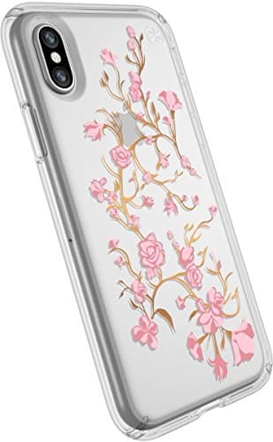 Image of Speck iPhone XS/X Case, Clear Print Protective Ultra Thin Slim Hard Anti Scratch Presidio Cover Case - Pink Roses