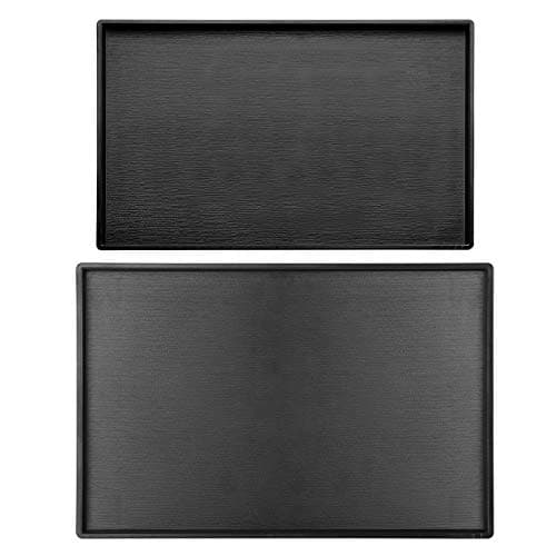 Image of Cedilis Set of 2 Rectangular Serving Trays, Non-Slip Multi-Purpose Plastic Tray, 2 Sizes Black Wood Trays Breakfast Tray for Coffee Table, Kitchen, Parties