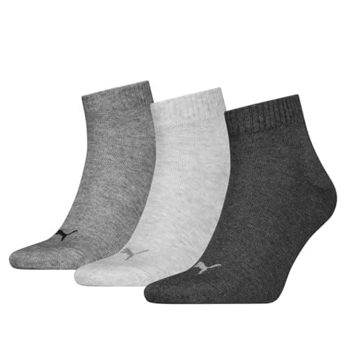 Image of PUMA Sports Ankle Trainer Socks Unisex Quarters (3 Pair Packs) Everyday Comfort - Anthracite Grey UK 2.5-5